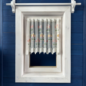 Záclony  v metráži žakarové 302091 béžová s červenými kvetmi 50,70,90cm