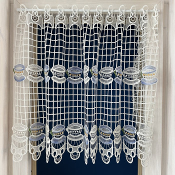 Záclony  v metráži háčkovaná - exclusiv  67289 modrá 45,65cm