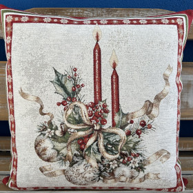 Gobelínové vankúše vianočné Chenille 4114 so zlatou niťou