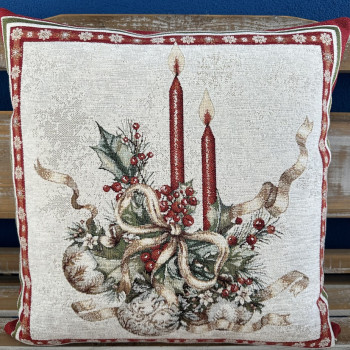 Gobelínové vankúše vianočné Chenille 4114 so zlatou niťou