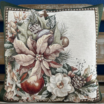 Gobelínové vankúše vianočné Chenille 4117 so zlatou niťou