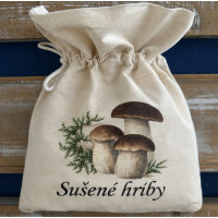 Bavlnené vrecúško - sušené hríby