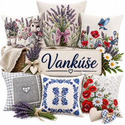 VANKÚŠE - gobelínové, chenillové, dekoračné, ľanové, vyšívané ,bavlnené, náplň